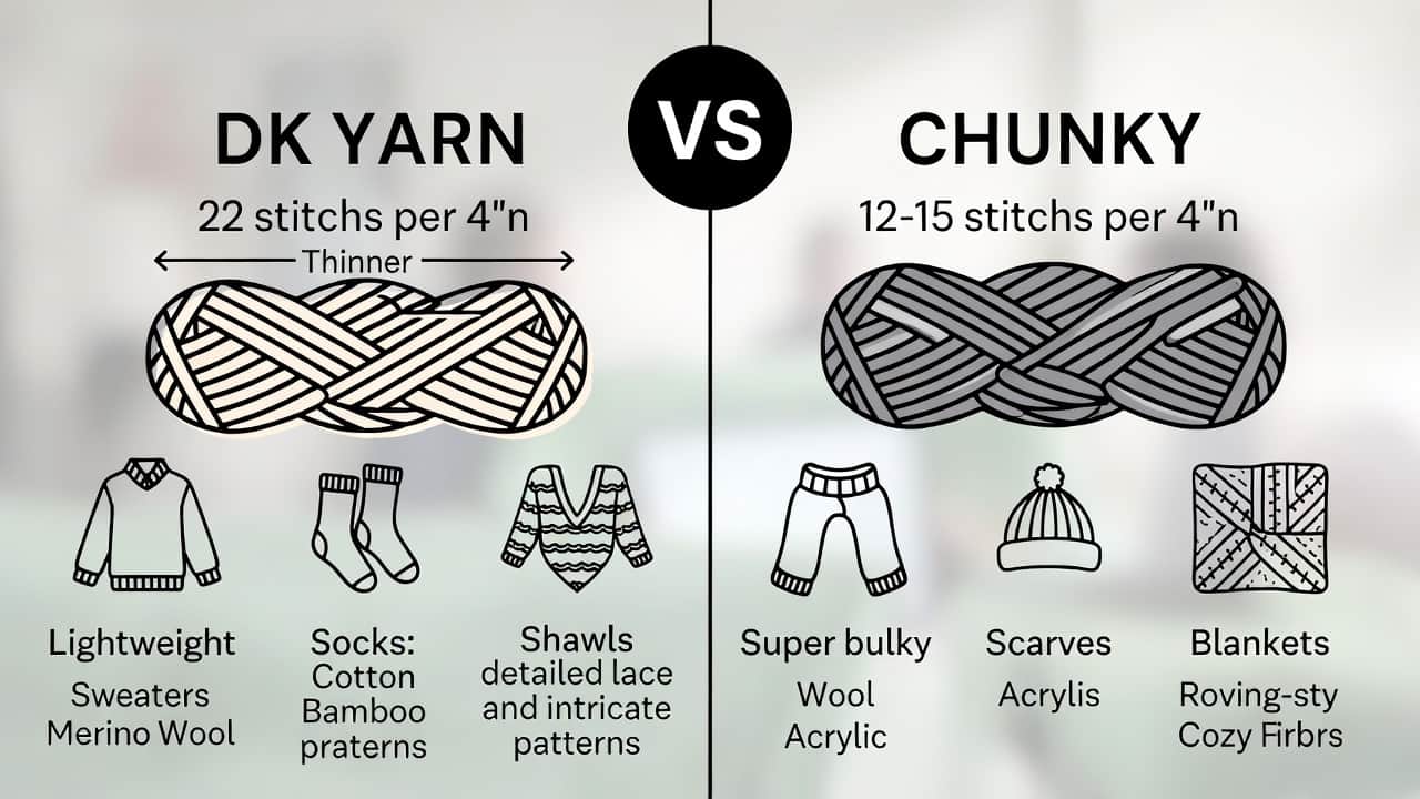 Cover Image for DK Yarn vs Chunky Yarn: Key Differences and When to Use Each