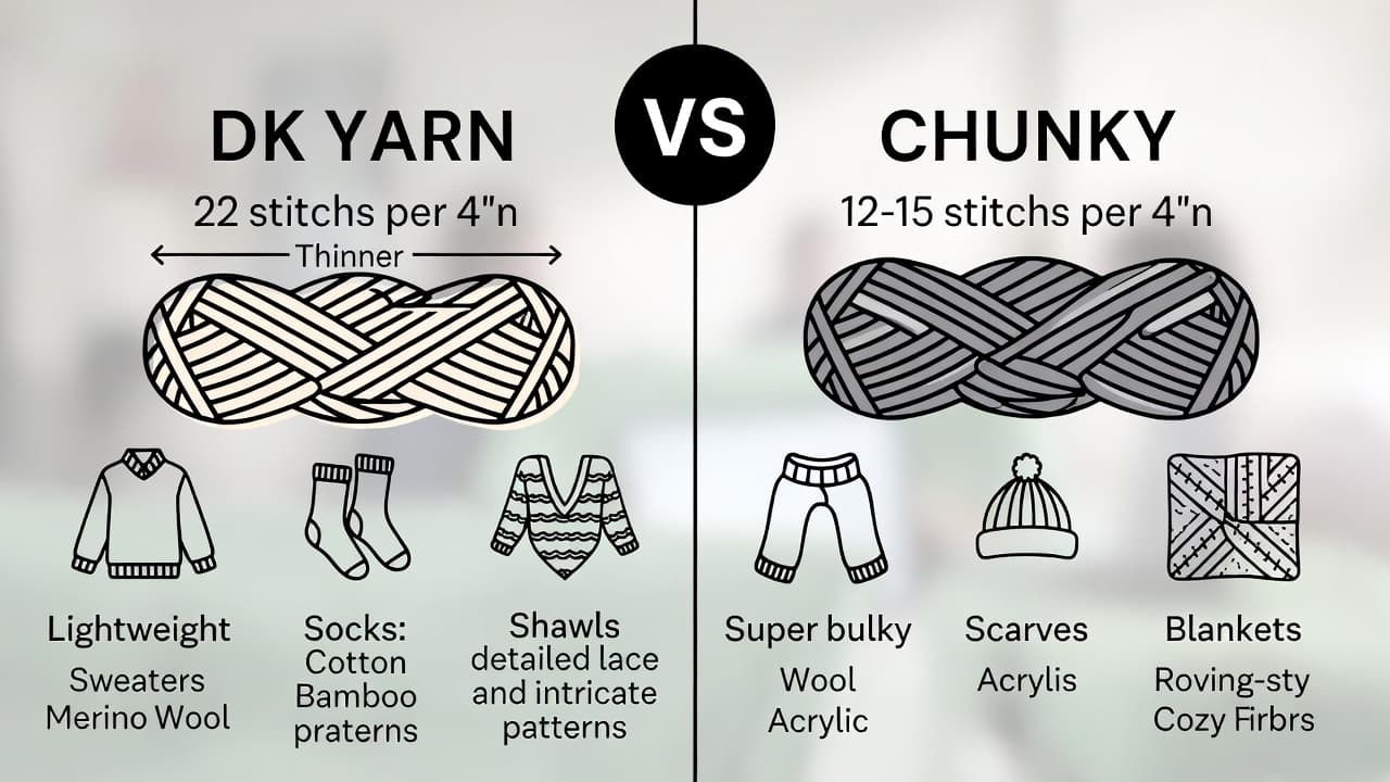 Cover Image for DK Yarn vs Chunky Yarn: Key Differences and When to Use Each