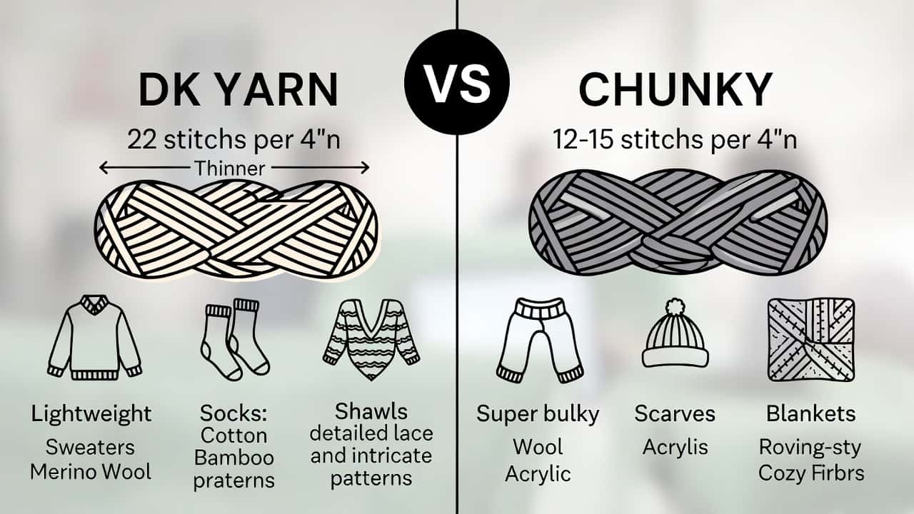 Cover Image for Fio DK vs fio chunky: diferenças essenciais e quando usar cada um