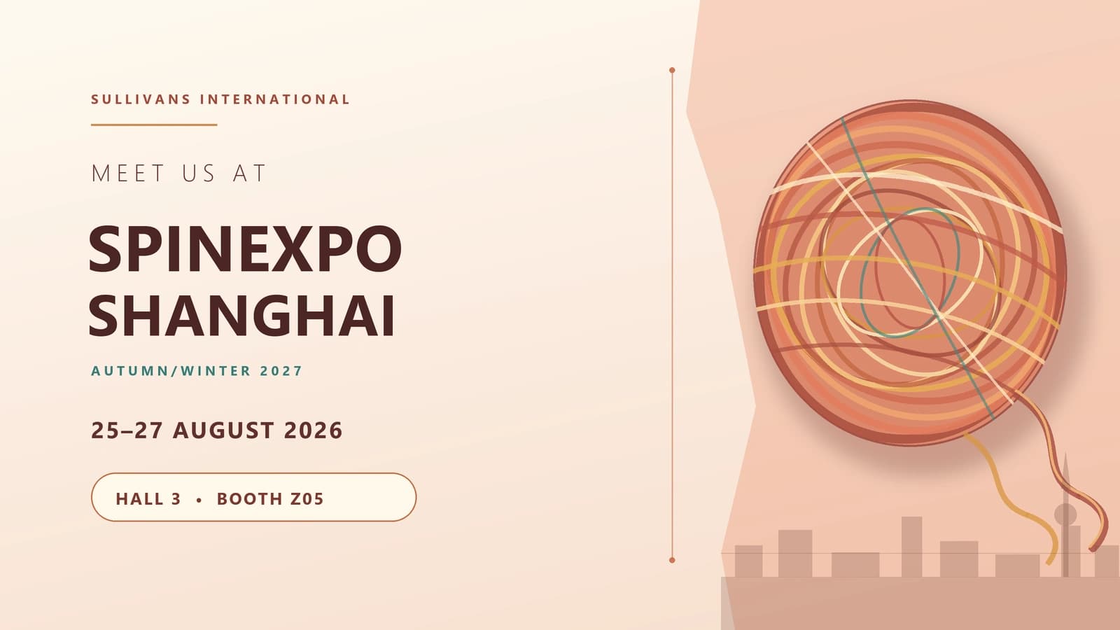 Cover Image for Incontra Sullivans International a SPINEXPO Shanghai, agosto 2026 – Stand Z05