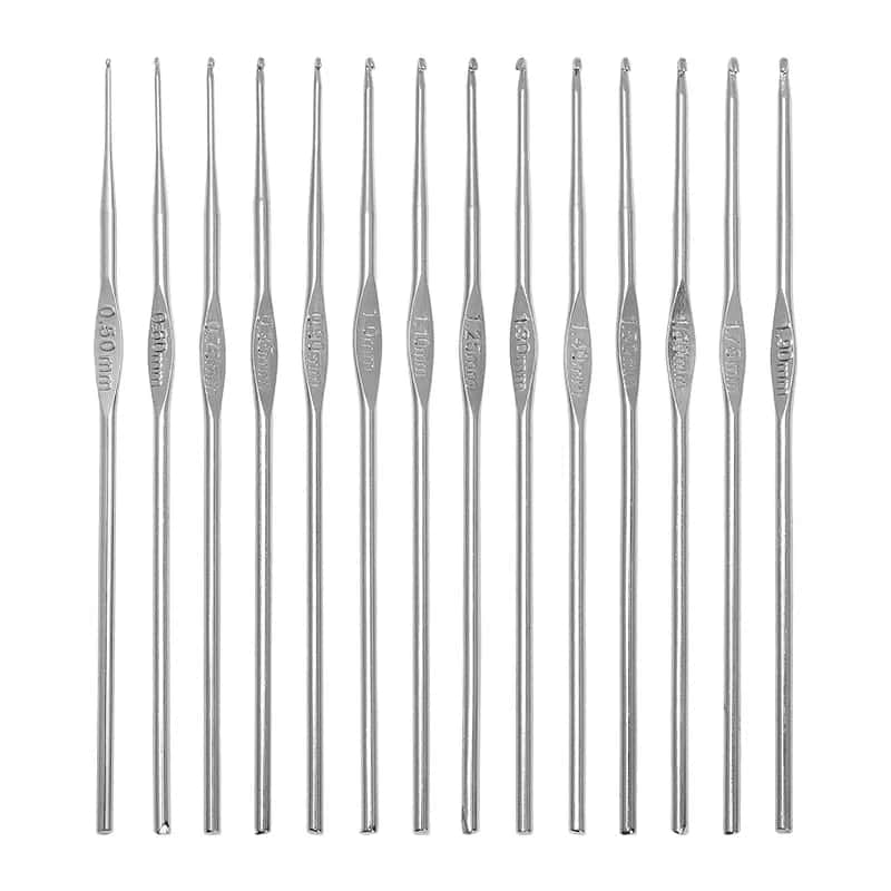 Small Steel Crochet Hooks Set, 0.5mm–1.9mm Metal Hooks for Lace, Embroidery & Fine Yarn