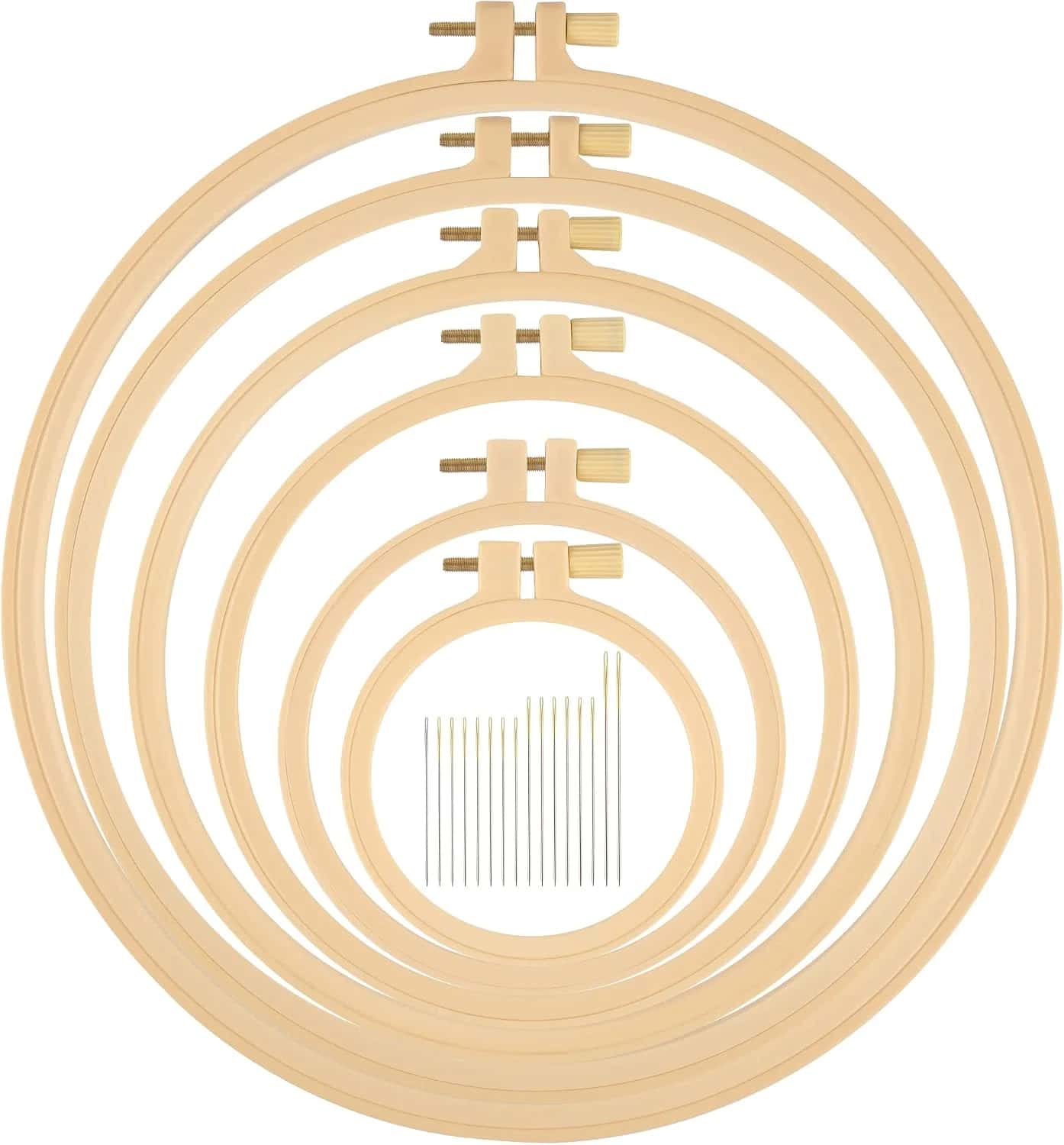 6-Size Plastic Embroidery Hoop Set with 16 Needles