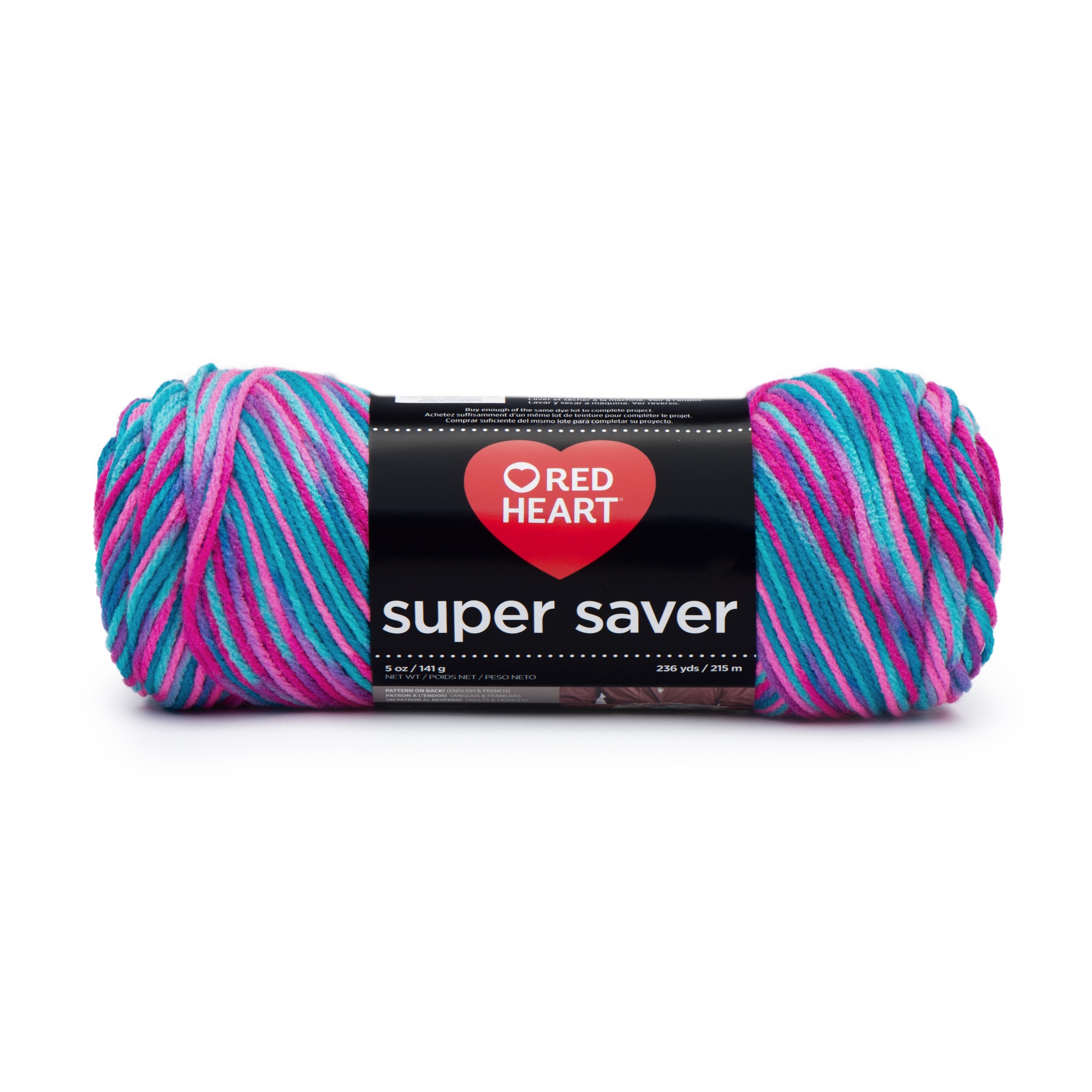 Red Heart Super Saver 4 Medium Acrylic Yarn, Bonbon Print 5oz/142g, 236 Yards