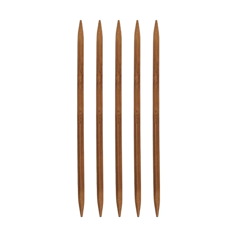 Agujas de tejer de bambú doble punta, 6,5 mm, set de 5 piezas para calcetines y proyectos pequeños