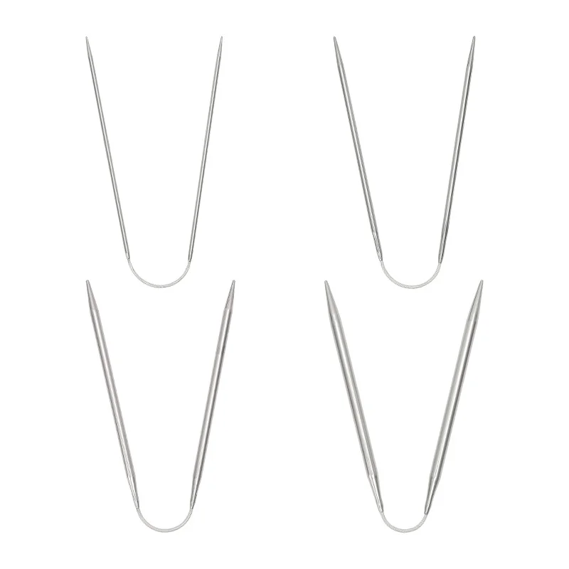 Set de agujas circulares cortas, 4 pares acero inoxidable para calcetines, gorros y proyectos pequeños