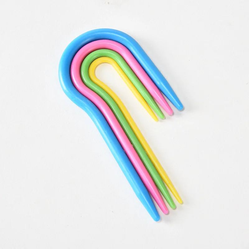 U-Cable Needles & Stitch Holders Set, Plastic Bent Cable Knitting Needles for Sweaters & Socks