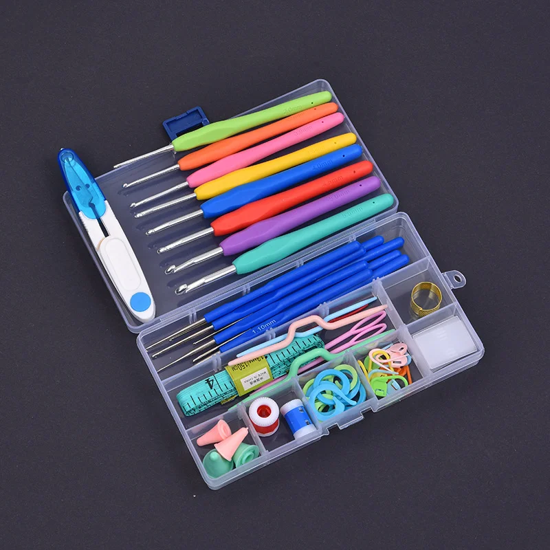 Set de ganchillos ergonómicos con estuche, 2,0 mm–8,0 mm herramientas y accesorios para principiantes