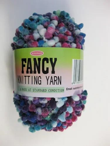 Sustainable Knitting Yarn with Small Pom Pom for Crafts and Interior Design
